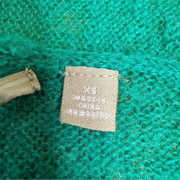 Anthropologie Knitted & Knotted XS Kelly Green Knit Top Sweater Wool Mohair - Picture 4 of 7